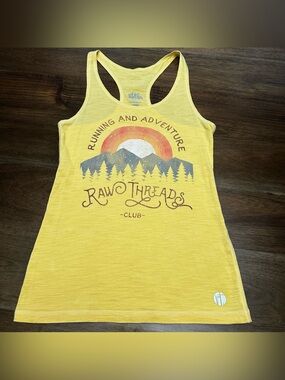 Raw Threads Yellow Graphic Racerback Tank - Running and Adventure XS